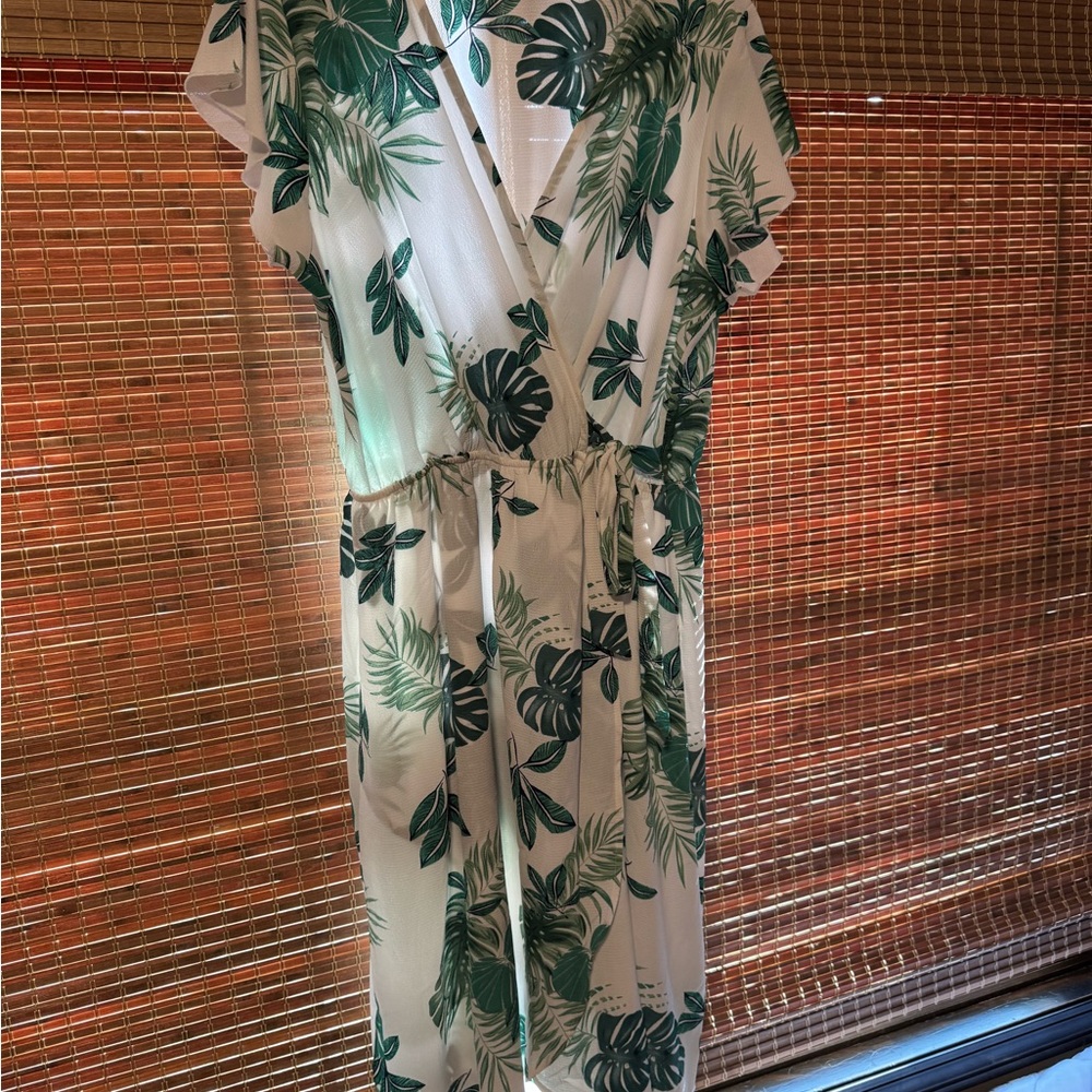 Tropical Leaf Print Jumpsuit
